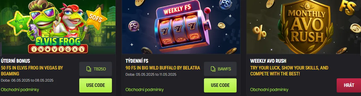 Avocasino bonusy a promo akcie
