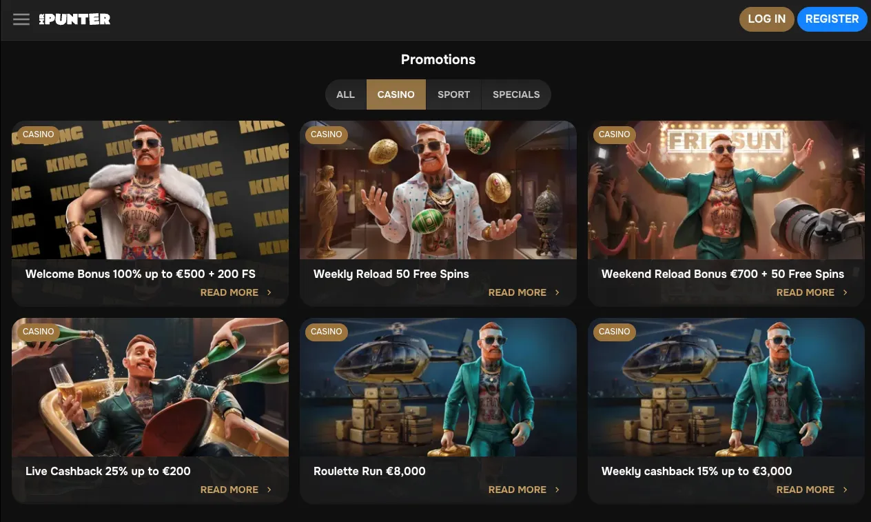 MrPunter kasínové bonusy a promá
