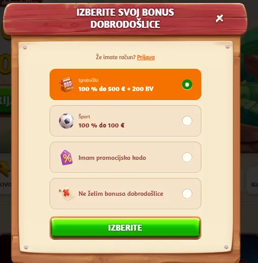 Različni bonusi dobrodo&scaron;lice