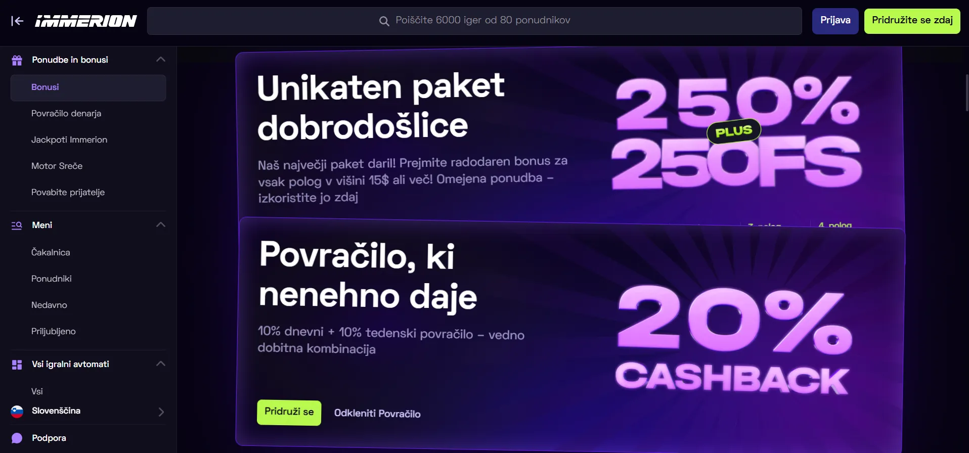 Bonusi in promocije