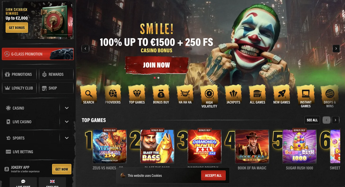 Jokery Casino domača stran