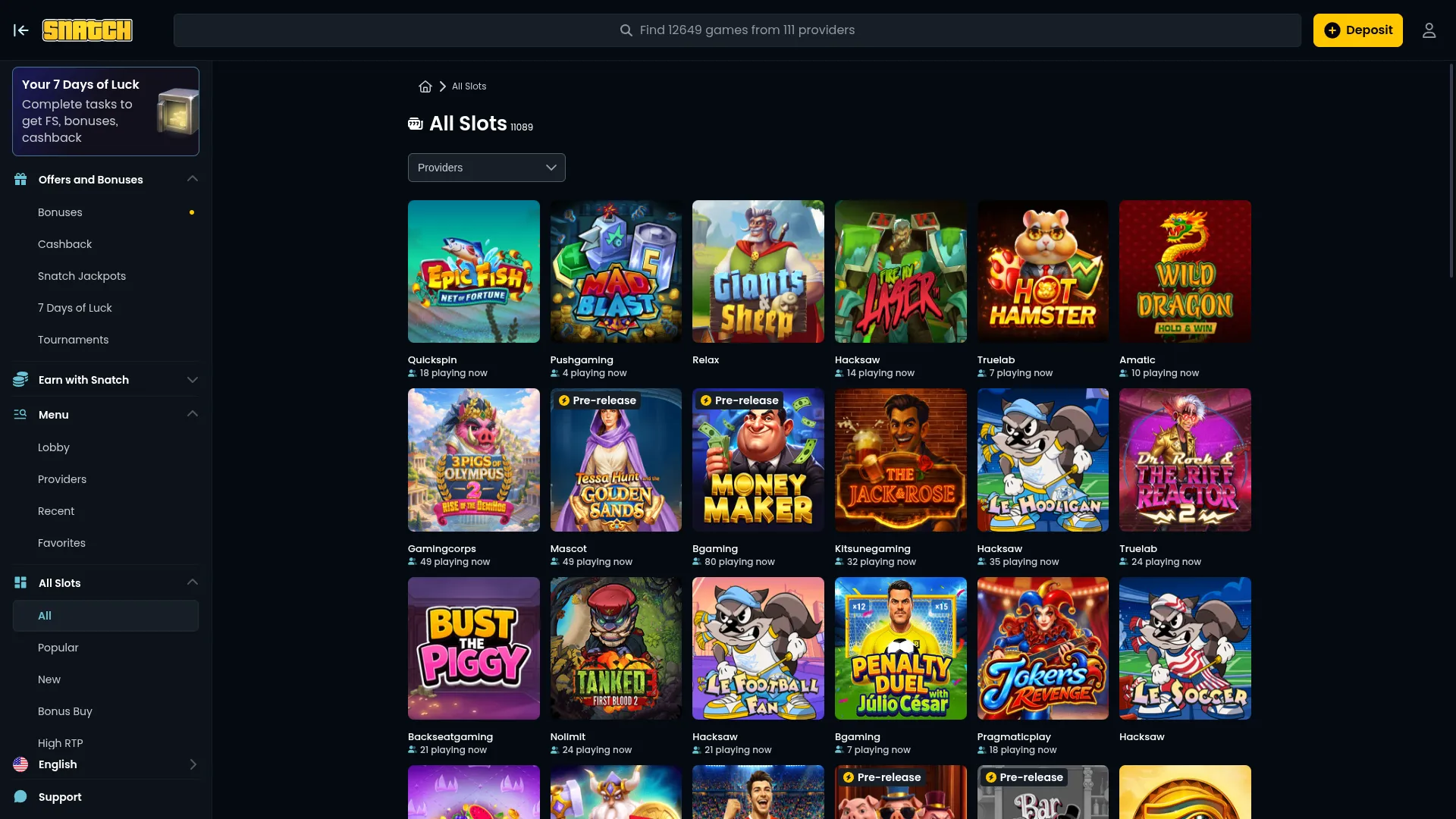 Snatch online casino