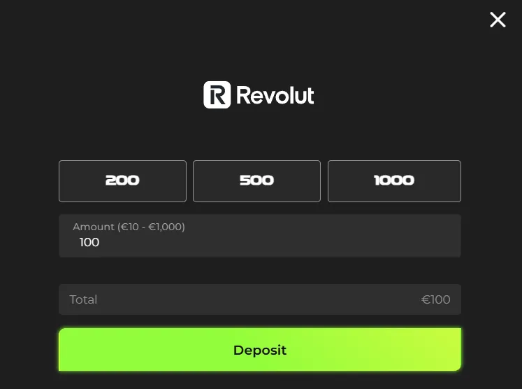 Prvi polog z Revolut v Betovo Casino