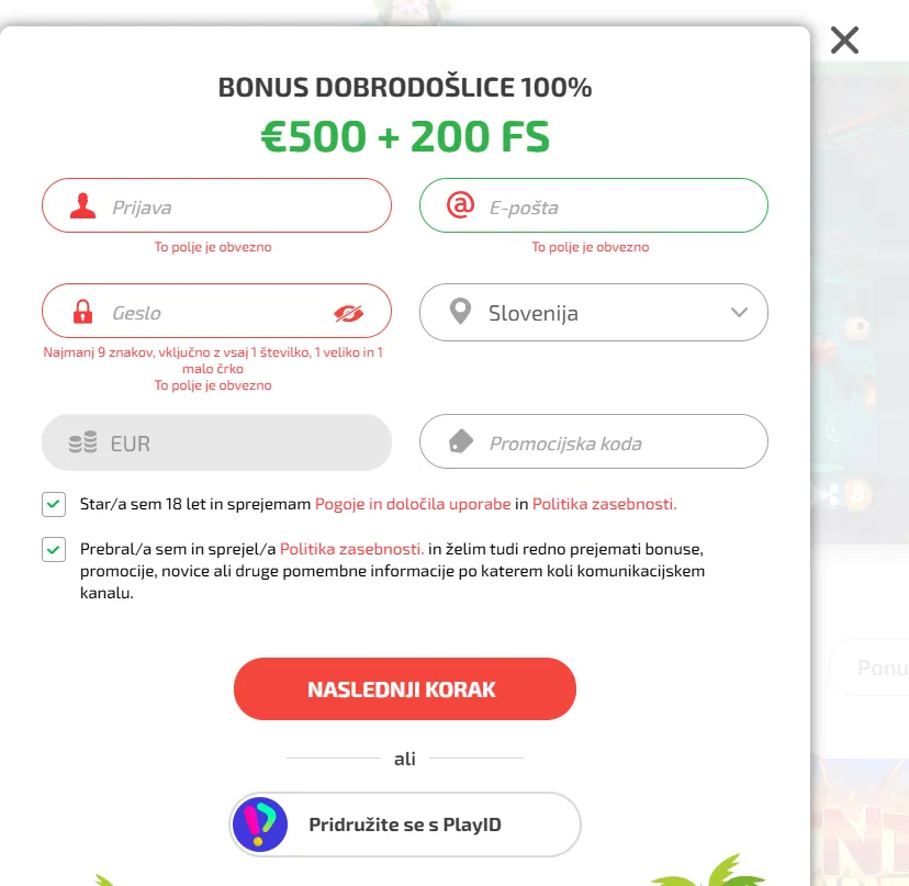 Zaključek registracije Zaključek registracije
