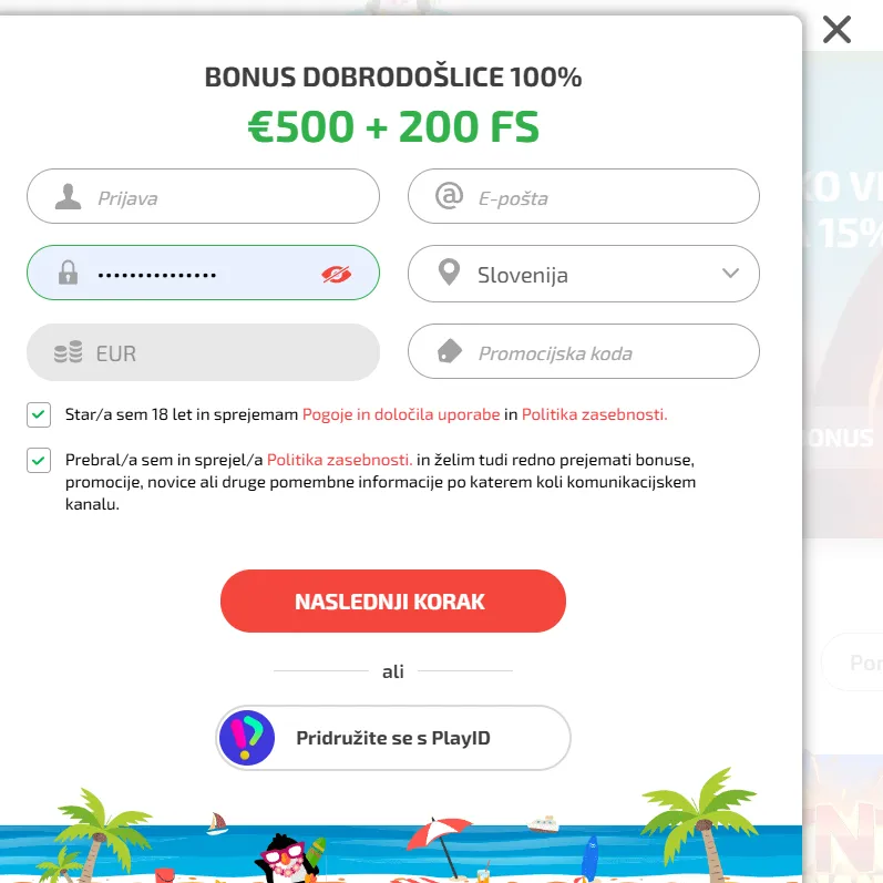 Vpis e-pošte in gesla Vpis e-pošte in gesla