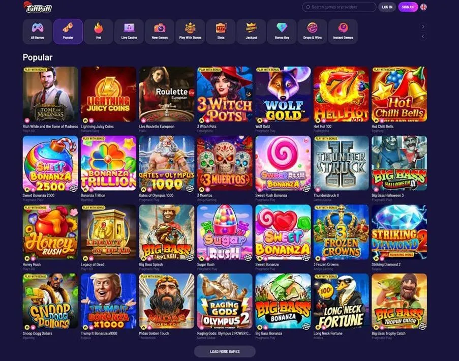 Priljubljeni avtomati TuffPuff Casino
