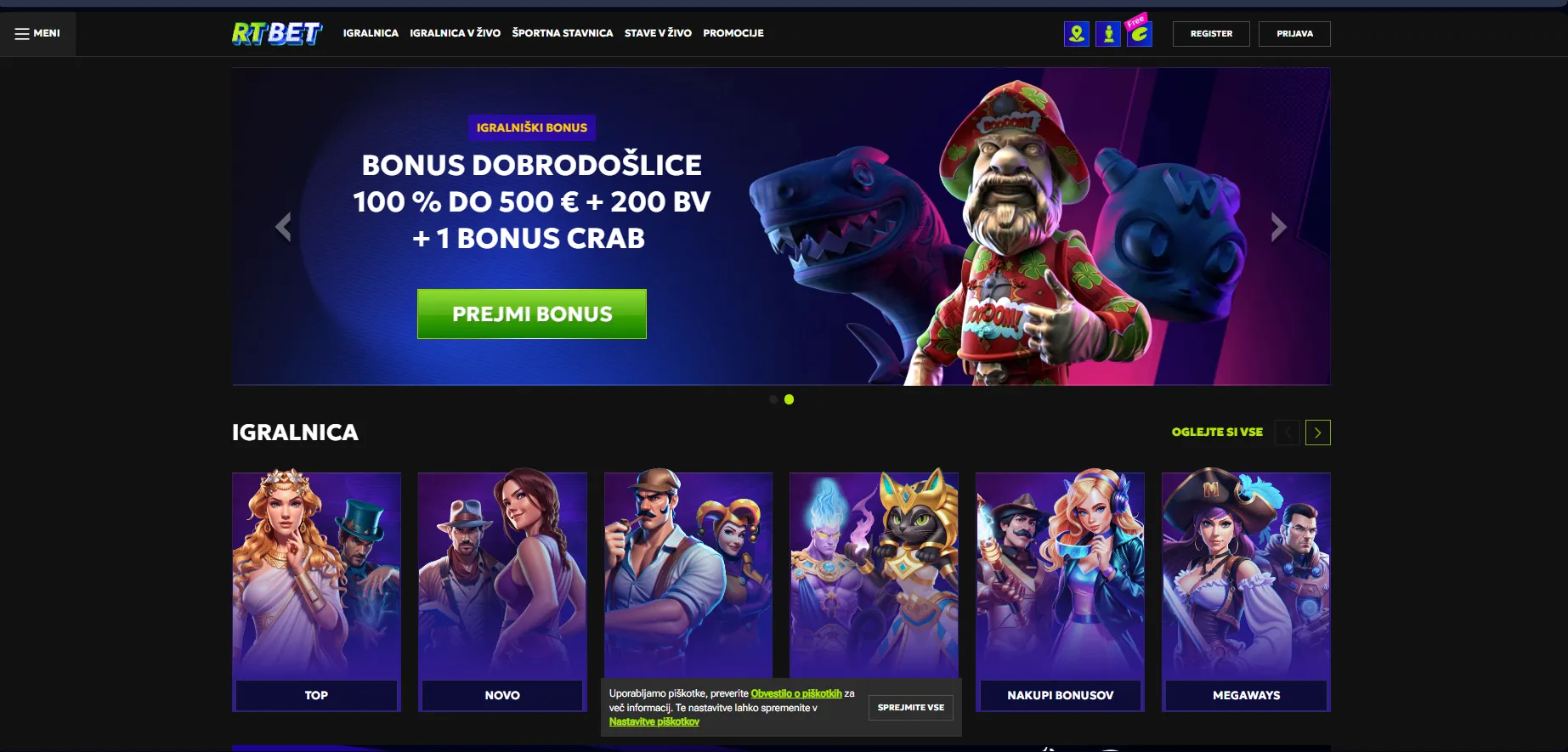 RTbet Casino bonus dobrodo&scaron;lice
