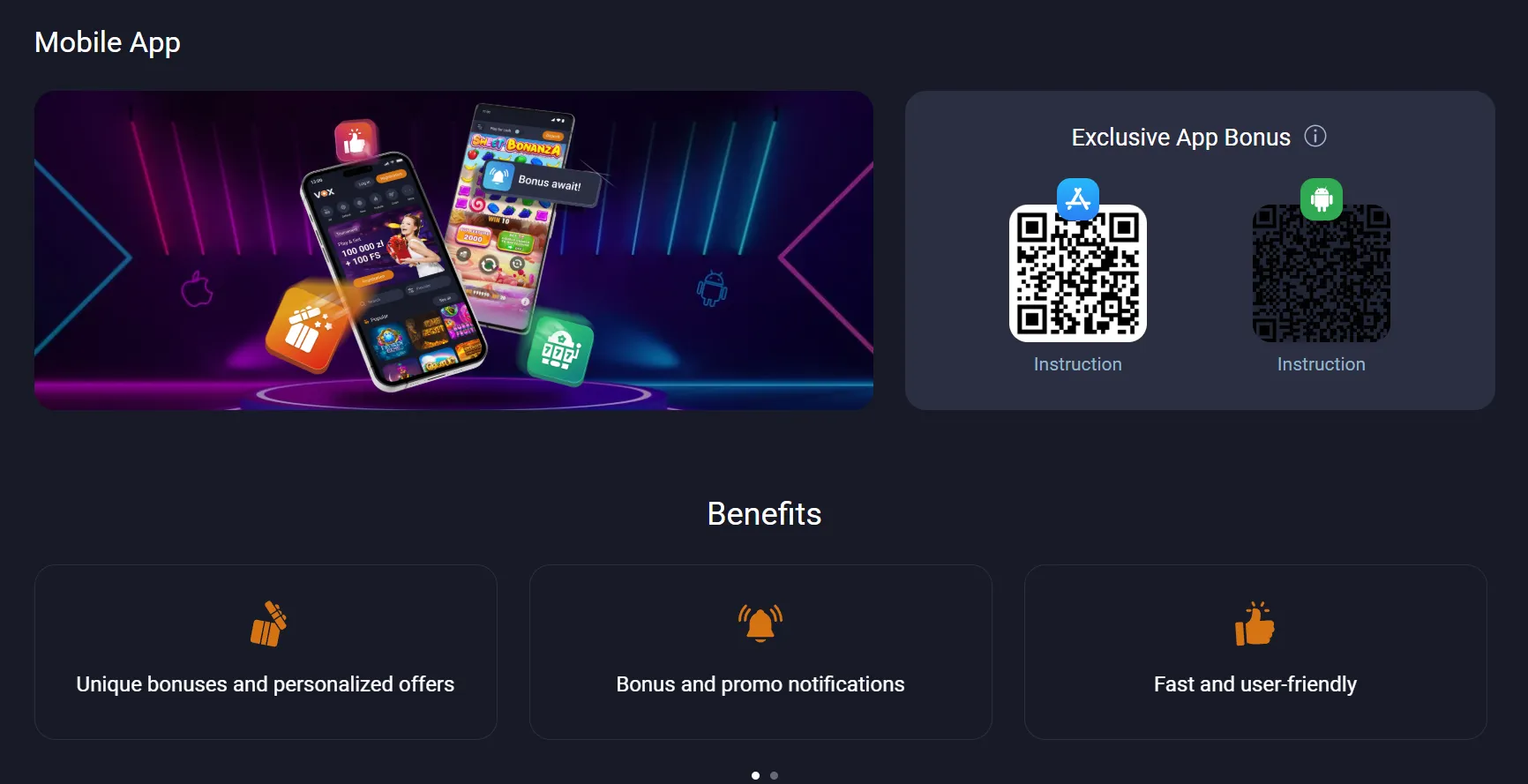 Mobilna aplikacija Vox Casino