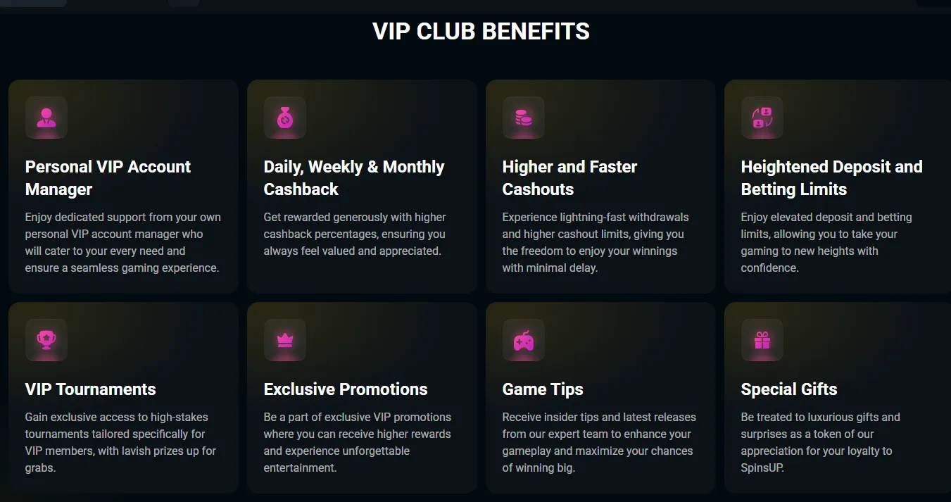 SpinsUP program zvestobe in VIP ugodnosti