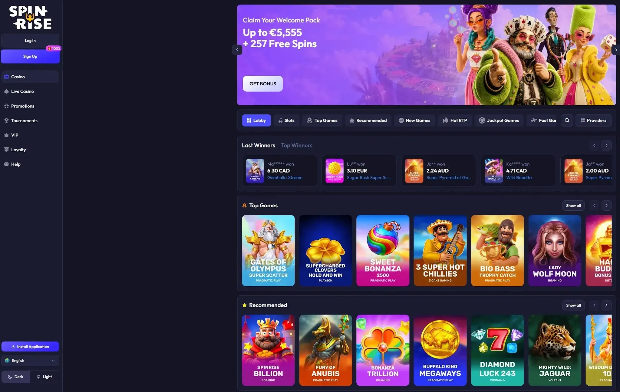 Domača stran SpinRise Casino