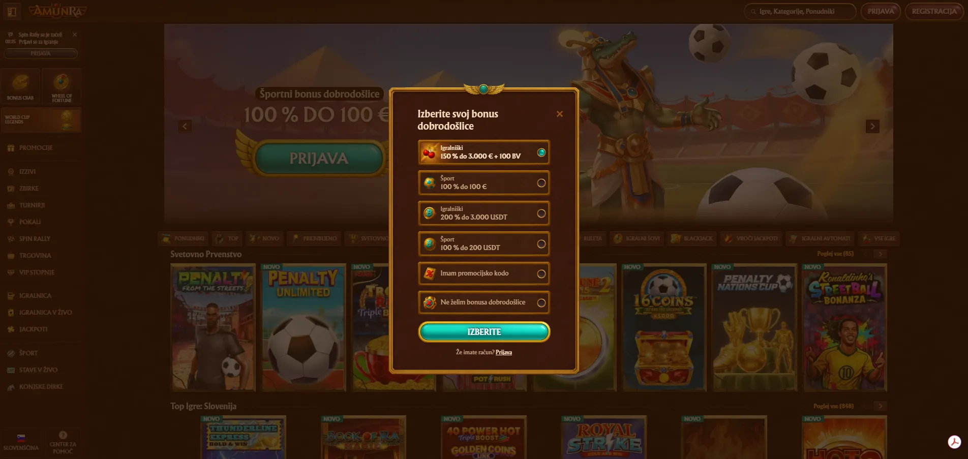 Izbira dobrodošlega bonusa v Amunra Casino Izbira dobrodošlega bonusa v Amunra Casino