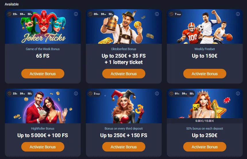 Tedenske promocije Vox Casino