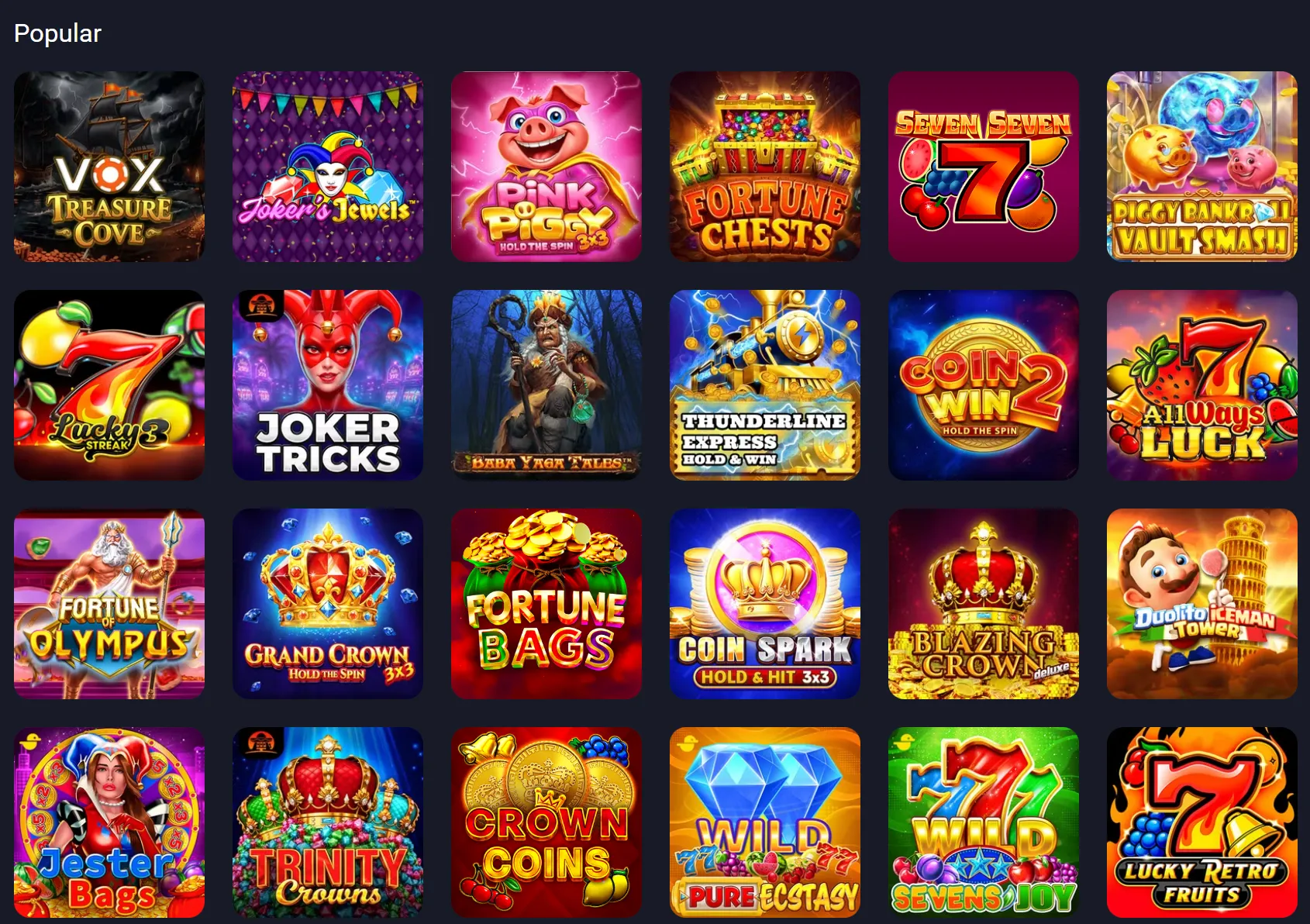 Priljubljeni igralni avtomati v Vox Casino