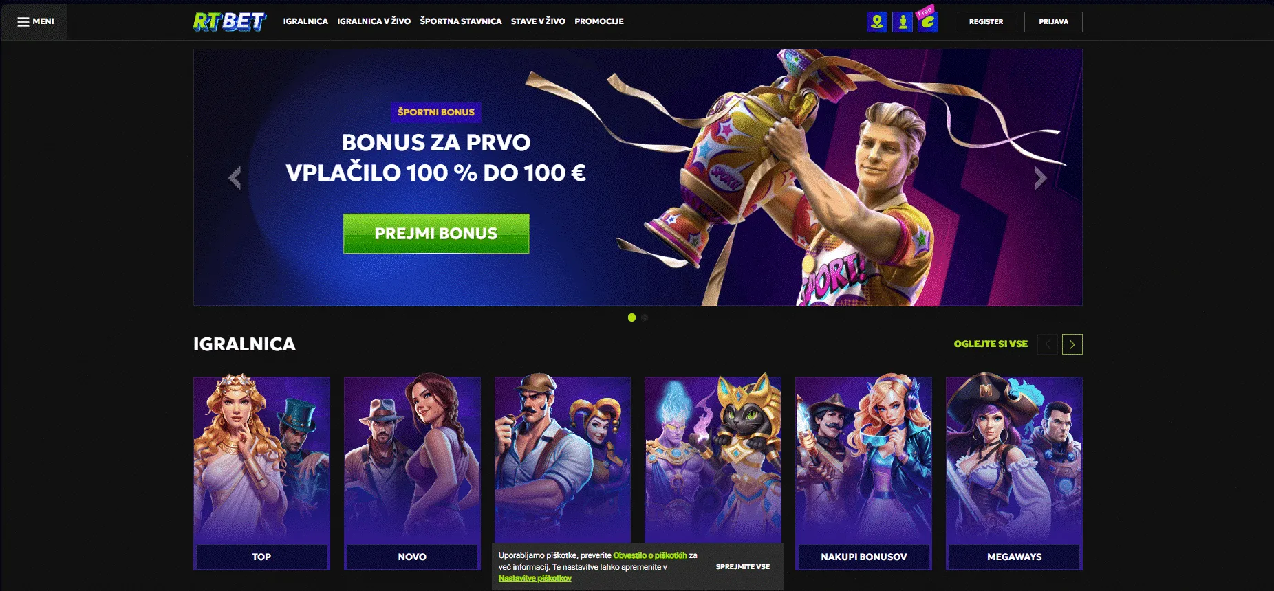 RTbet Casino bonus dobrodo&scaron;lice