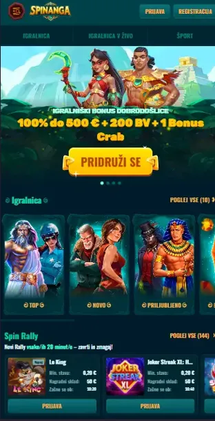 Spinanga Casino mobilna aplikacija