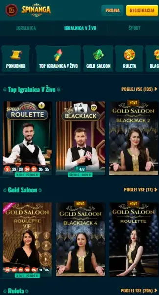 Spinanga Casino mobilna aplikacija