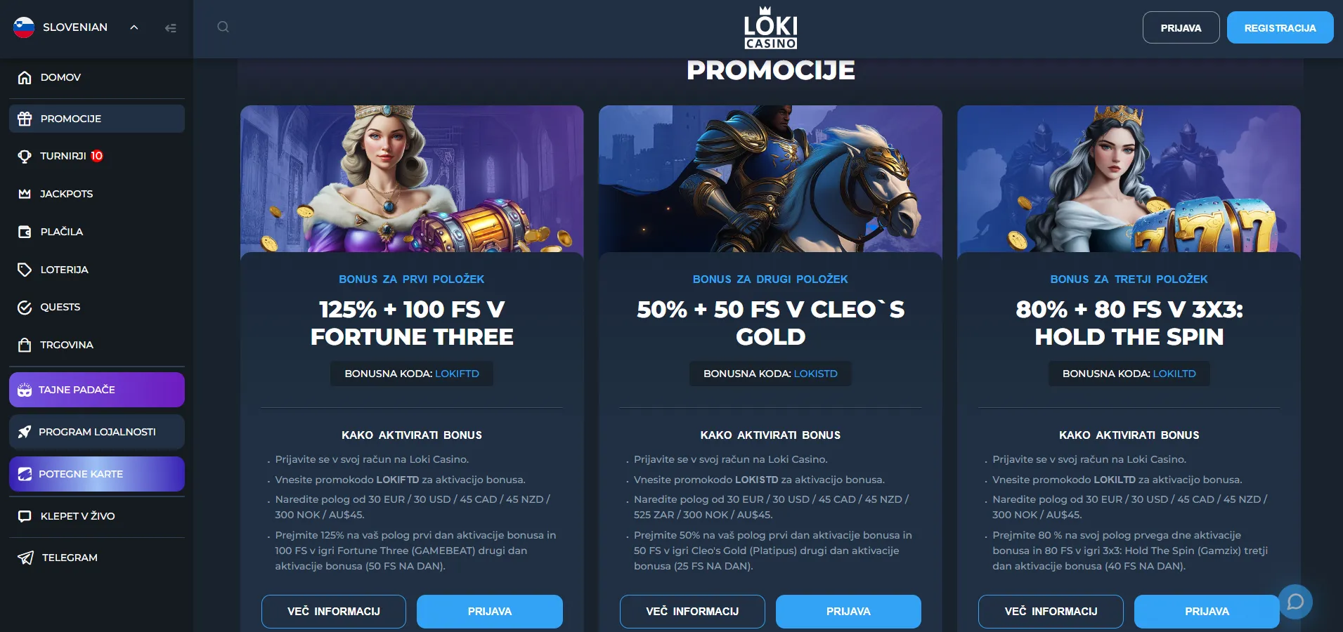 Bonusi in promocije