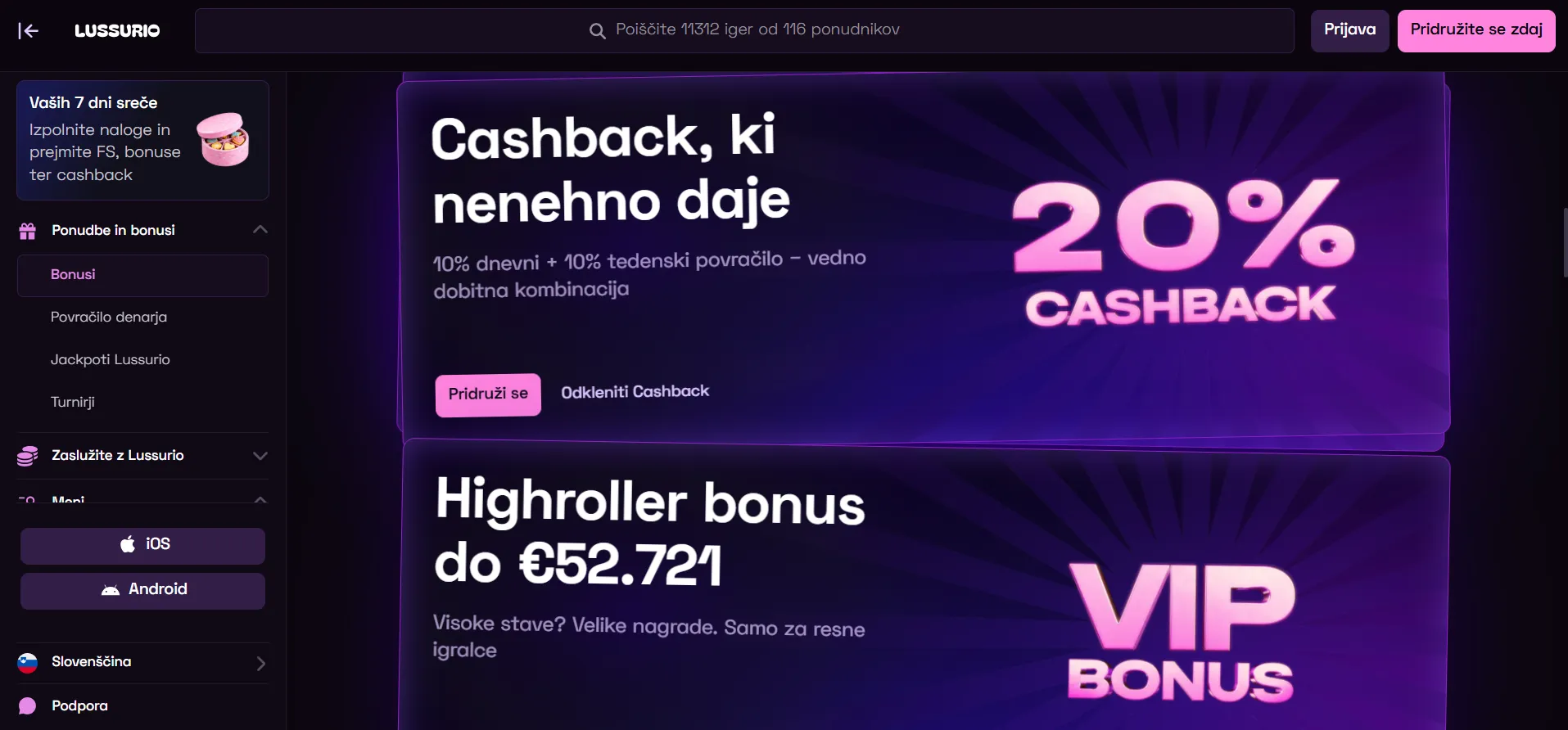 Bonusi in promocije Bonusi in promocije