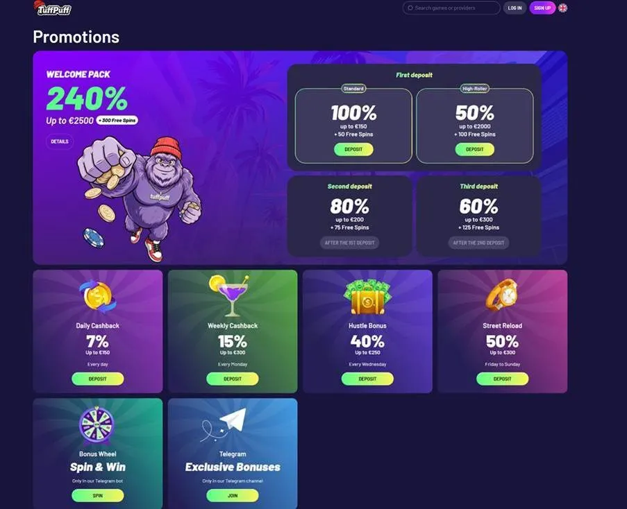 Promocije pri TuffPuff Casino
