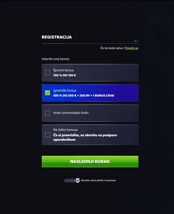 RTbet registracija &ndash; izbira bonusa