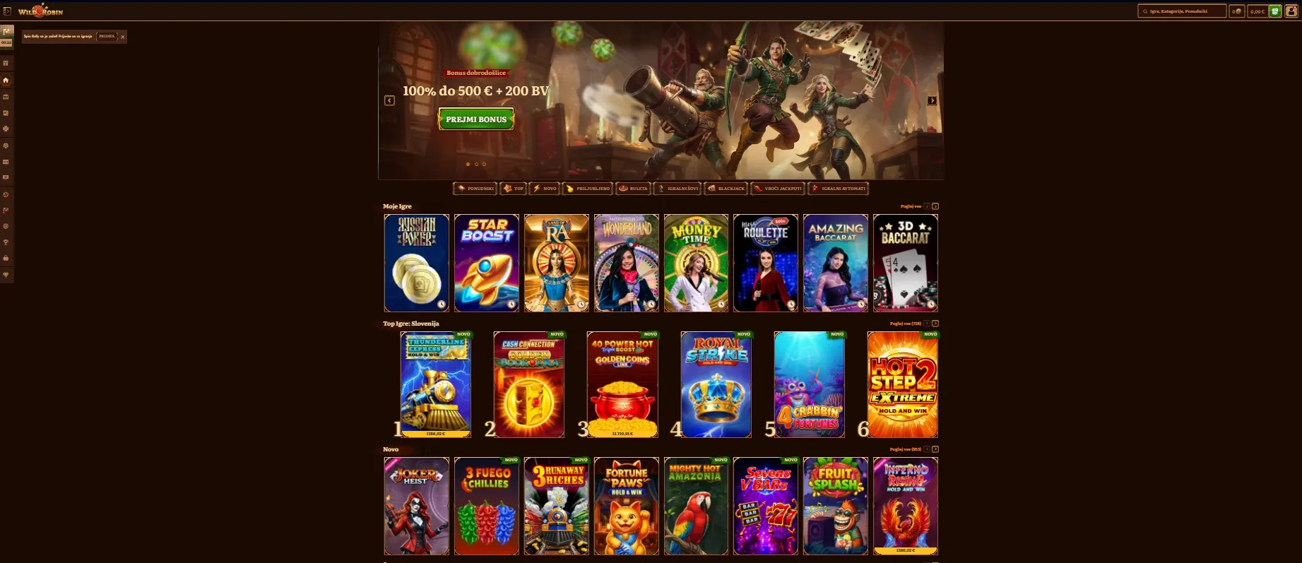 WildRobin Casino bonus dobrodo&scaron;lice
