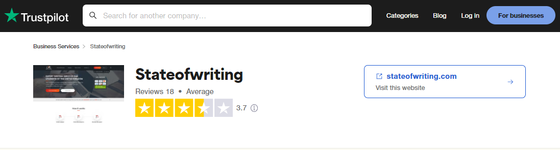 Stateofwriting.com reviews on Trustpilot.