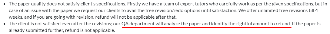 Essaydone.co.uk has a tricky refund policy.