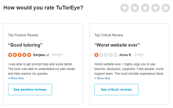Tutoreye.com reviews on SiteJabber.