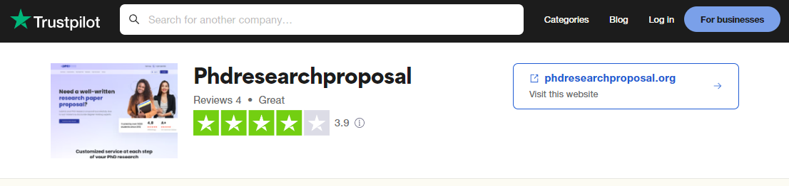 Phdresearchproposal.org reviews on Trustpilot.
