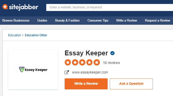 Essaykeeper.com reviews on SiteJabber.