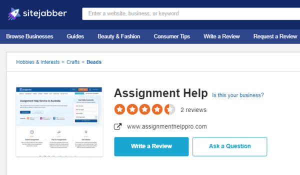 Assignmenthelppro.com reviews on SiteJabber.
