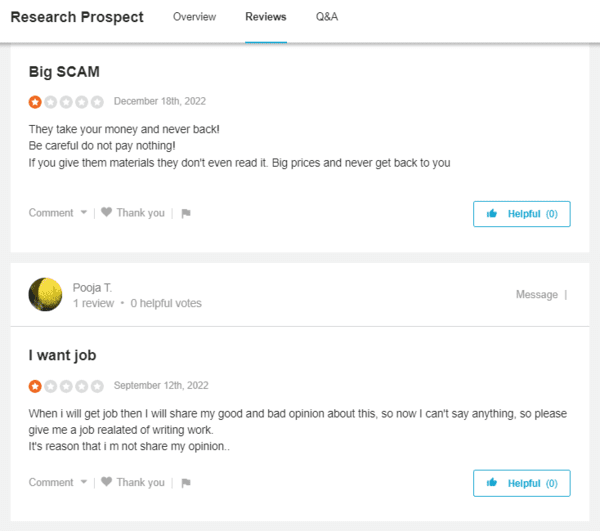 Researchprospect.com reviews on SiteJabber.