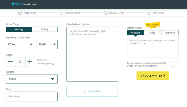 Studyclerk.com order form