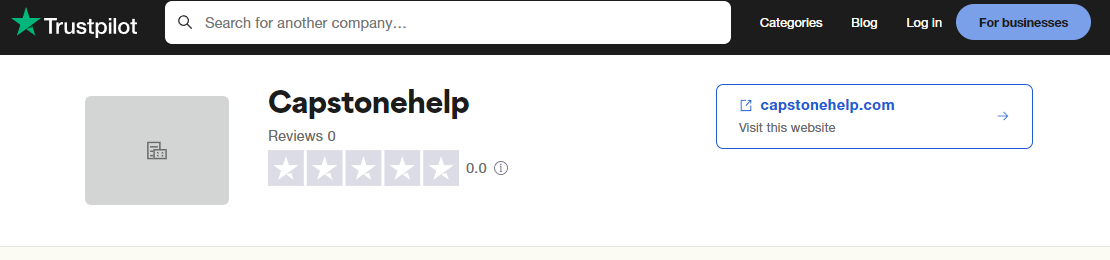Capstonehelp.com doesn't have reviews on TrustPilot.