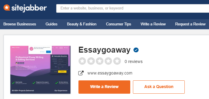 Essaygoaway.com reviews on SiteJabber.