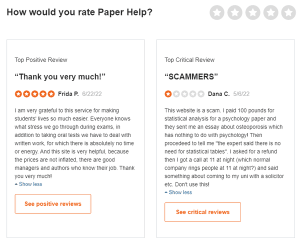Paperhelp reviews on SiteJabber 