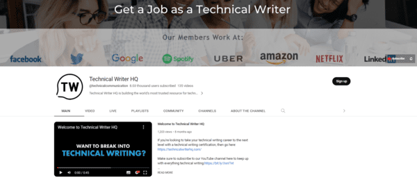 Technicalwriterhq.com YouTube channel
