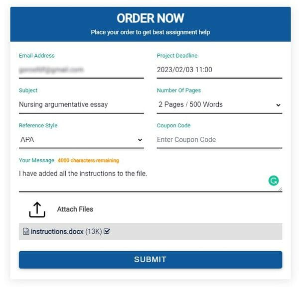 Assignmenthelppro.com order form.