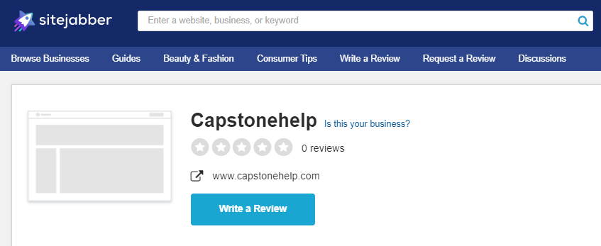 Capstonehelp.com doesn't have reviews on SiteJabber.