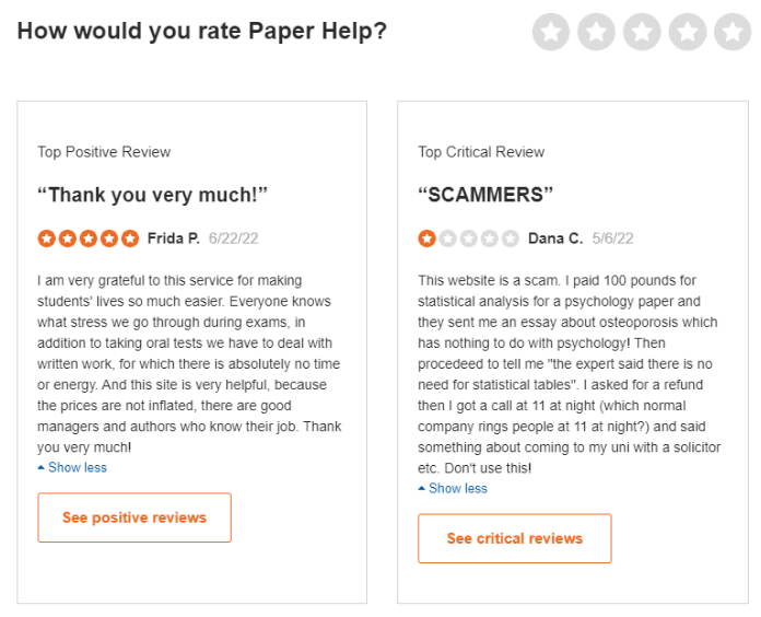 Paperhelp reviews on SiteJabber 