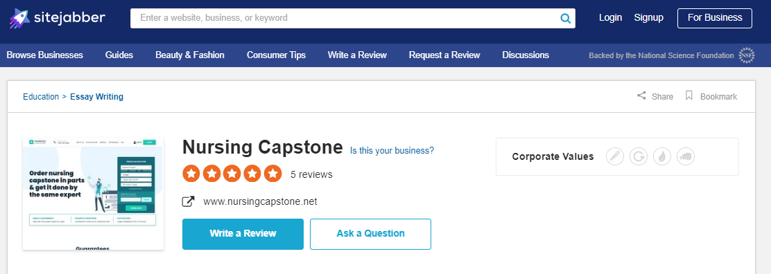Nursingcapstone.net have positive reviews on SiteJabber.