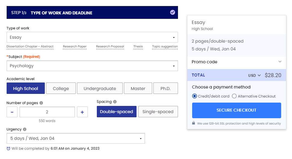 Phdresearchproposal.org order form.