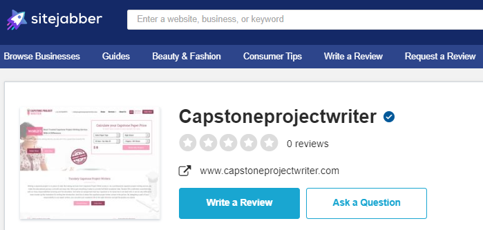 Capstoneprojectwriter.com doesn't have reviews on SiteJabber.