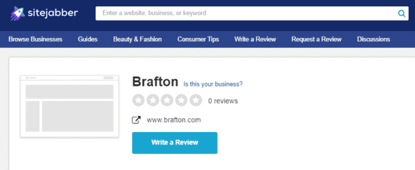 Brafton.com doesn't have reviews on SiteJabber.