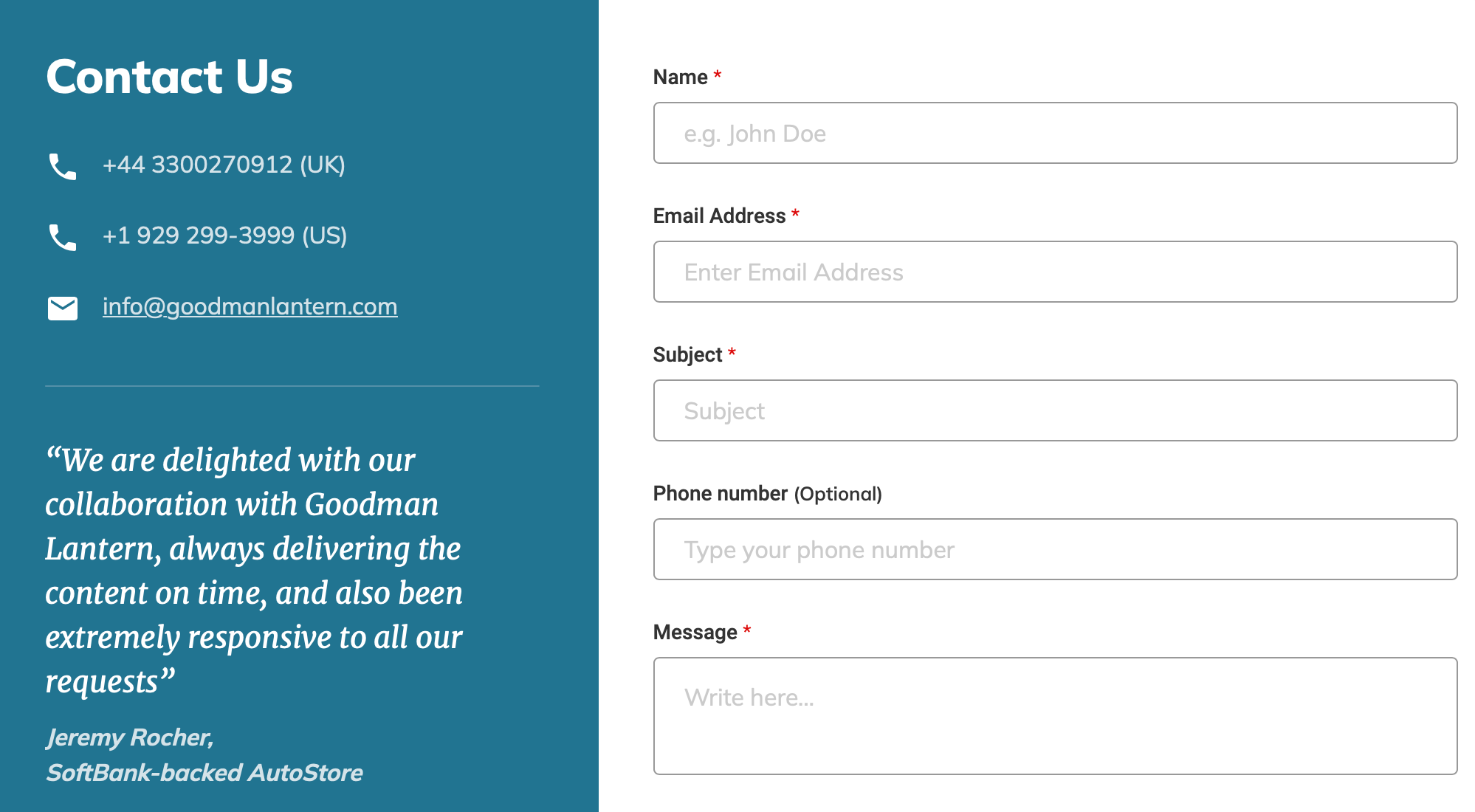 You can contact the customer support managers on Goodmanlantern.com via email and phone.