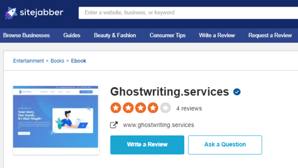 Ghostwriting.services reviews on SiteJabber.