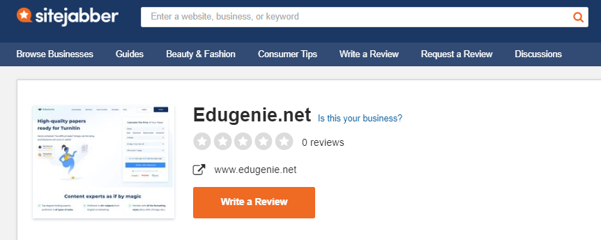 Edugenie.net doesn't have reviews on SiteJabber.