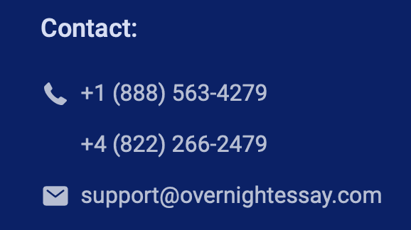 You can contact the customer support managers on Overnightessay.com via online email and phone.
