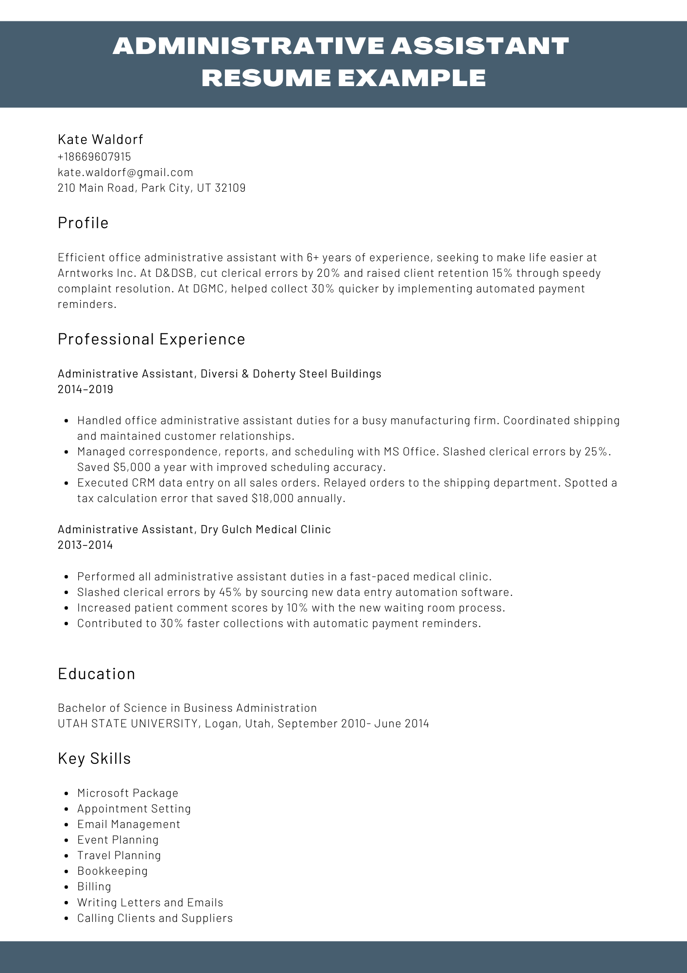 administrative assistant resume sample